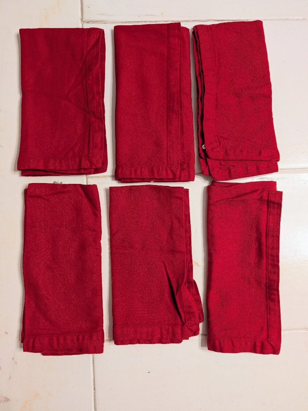 Set of 6 World Market Red Cloth Napkins 100% Cotton 17x17 Buffet Holiday Dining
